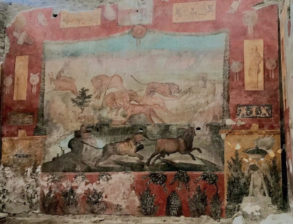 Η τοιχογραφία με την σκηνή του κυνηγιού από την οικία των Ceii στην Πομπηία